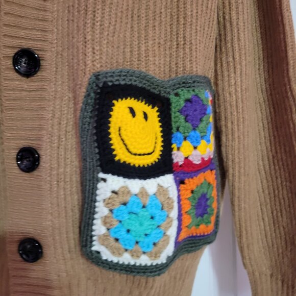 Urban Outfitters LC23 Crochet Pocket Cardigan Brown Size L NWT - Picture 5 of 7